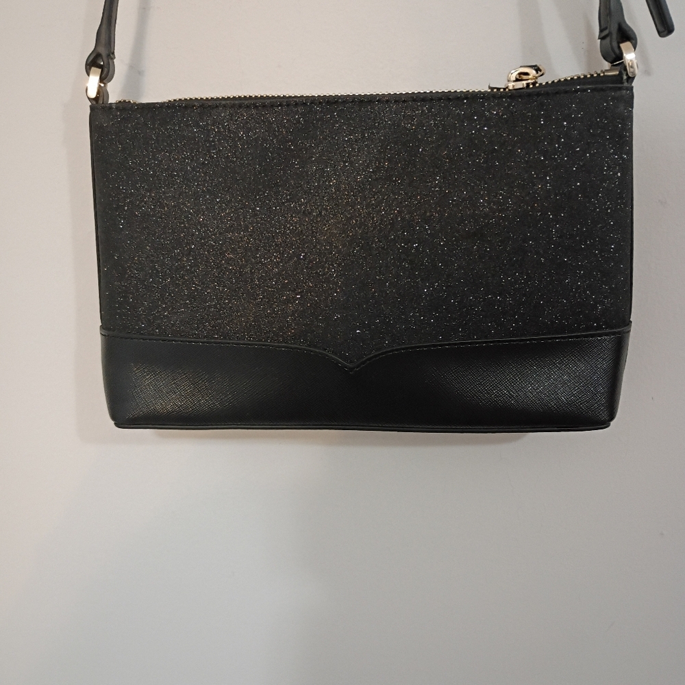 Kate Spade, NWOT, Glittery Crossbody Bag, Zipper Closure, Color Black - Picture 8 of 15